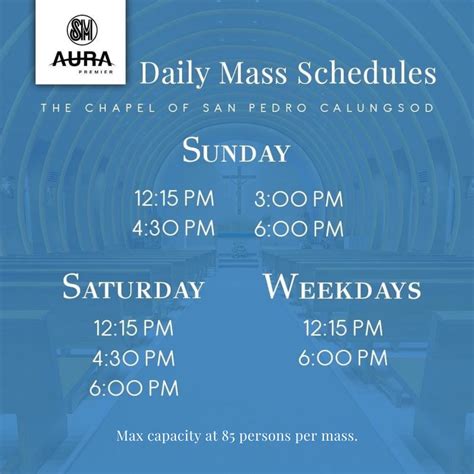2024 SM Aura Mass Schedule [Chapel of San Pedro .